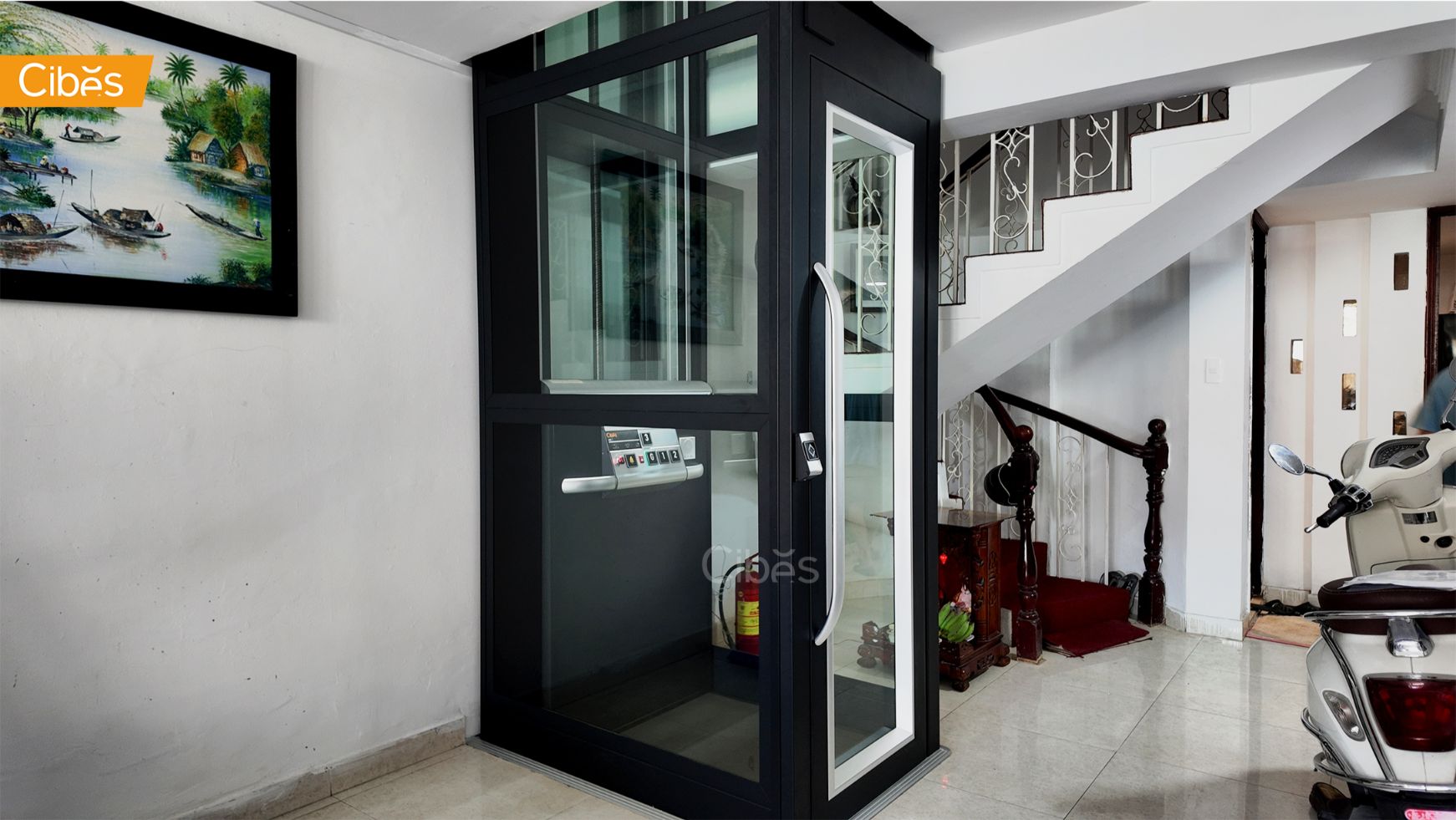Phường Tân Định, TP.HCM - Thang máy Cibes Uno lắp cho nhà phố đã ở lâu năm